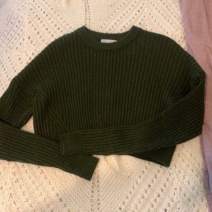 Urban Outfitters dark green cropped sweater